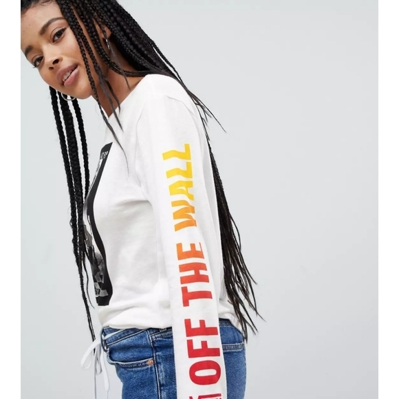 Vans‎ X Disney Punk White Mickey and Minnie Long Sleeve Boyfriend T-shirt - Picture 4 of 7